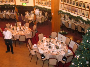 Some of the tables viewed from the second floor balcony
