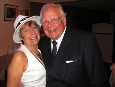 Club President Don Thatcher (enhancing his reputation) with Pauline Danes from the Club's office