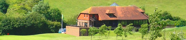 WHGC Clubhouse with the Wayfarers' Terrace on the left and its panoramic views over the course & South Downs
