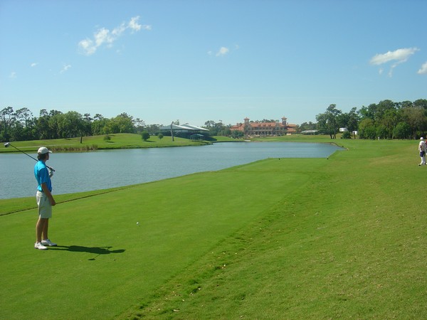 Lewis Jackson contemplating the 18th at the TPC Sawgrass, Florida