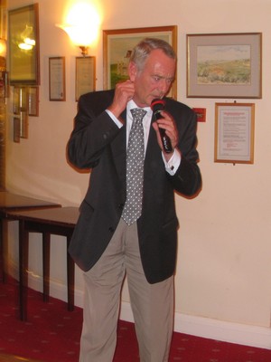 Outgoing Captain, Dennis Baker, saying 'goodbye'