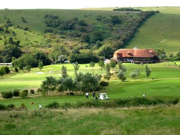 West Hove's Clubhouse viewed from the 16th hole
