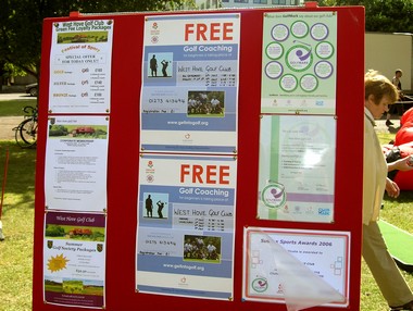 WHGC Notice Boards at the 'Brighton & Hove International Festival of Sport' in Preston Park
